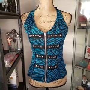 Tripp nyc blue zebra print corset top